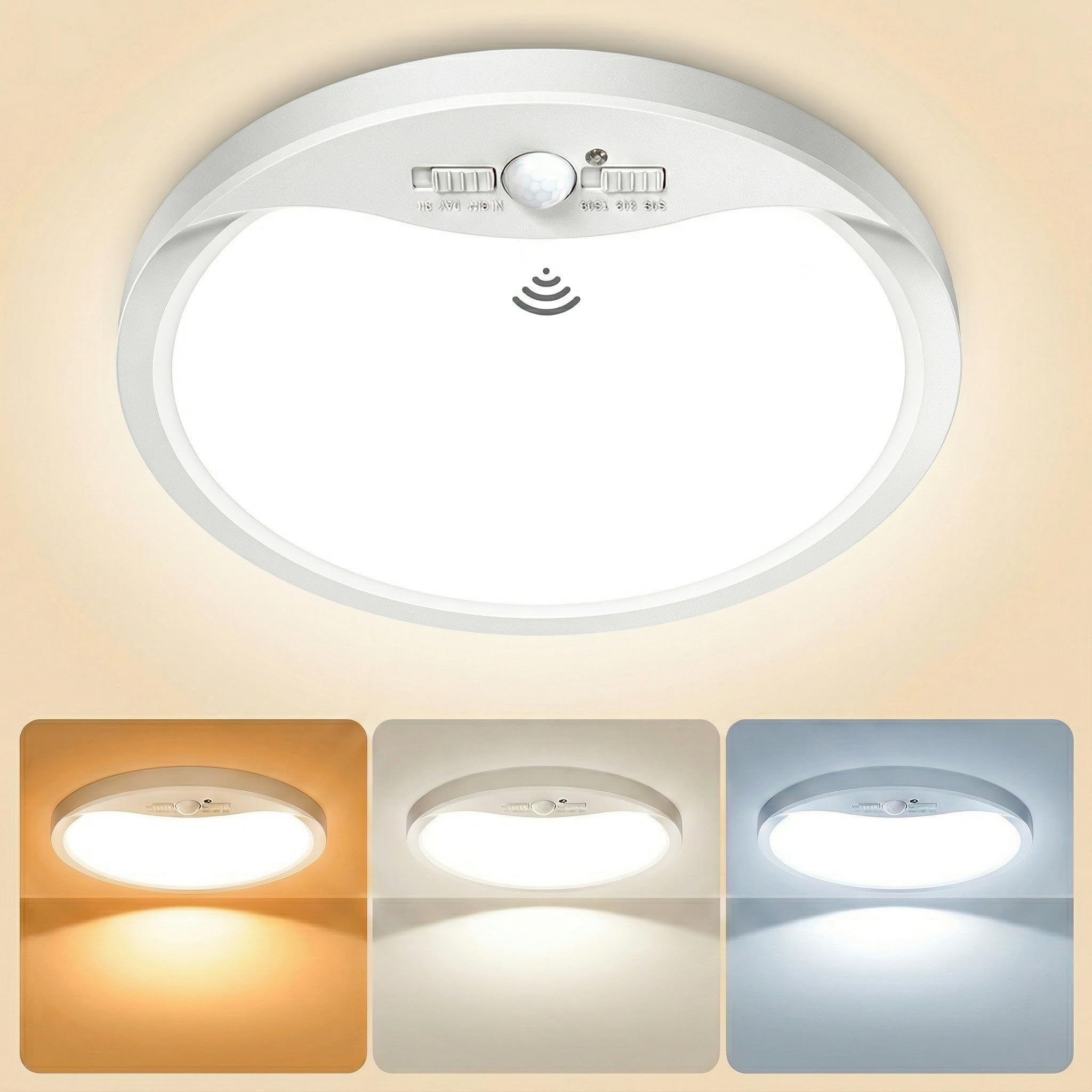 zemty 22cm LED-Deckenlampe mit PIR-Bewegungsmelder – 1800lm, 3 Modi, Wasserdicht