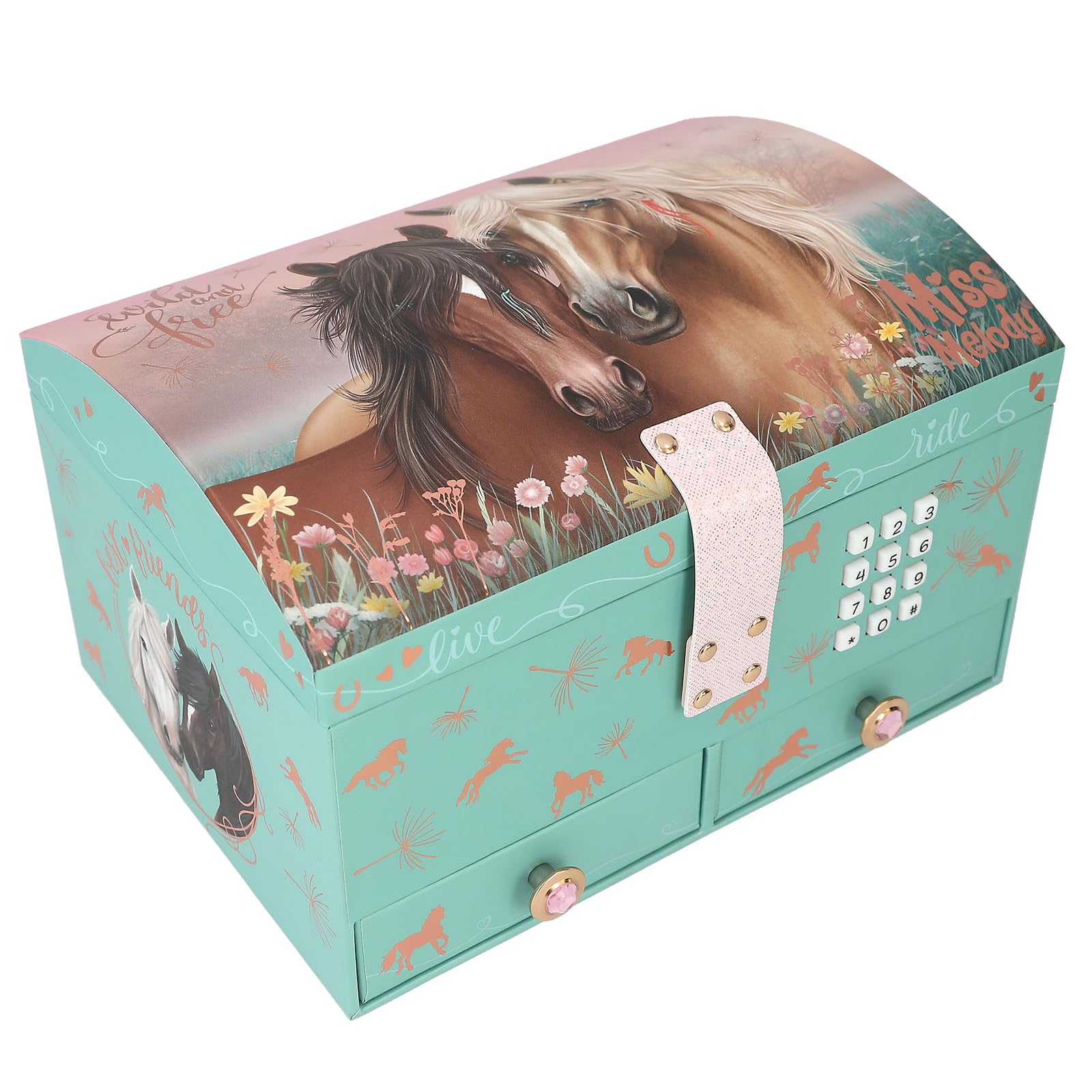 Depesche Miss Melody Schmuckkästchen Türkis-Rosa – Schmuckbox mit Code & Sound für Mädchen