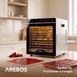 Arebos Dörrautomat 800W mit 12 Edelstahlgittern – 29L Dehydrator für Obst, Gemüse & Fleisch – Bild 9
