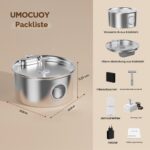 UMOCUOY Katzenbrunnen 2.6L Edelstahl – Automatischer Wasserspender mit 5-Schicht Filtersystem – Bild 9