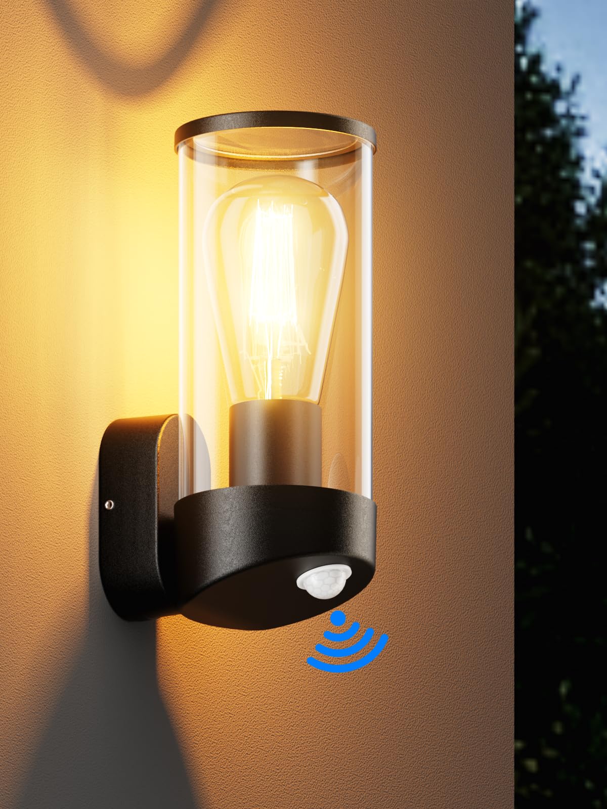 brightower Außenwandleuchte mit Bewegungsmelder – Aluminium Wandleuchte IP65 für Garten