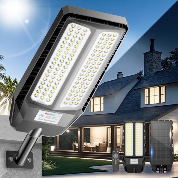 Adewalk 700W Solar Straßenlaterne mit Fernbedienung – IP66 Außenleuchte mit Bewegungssensor