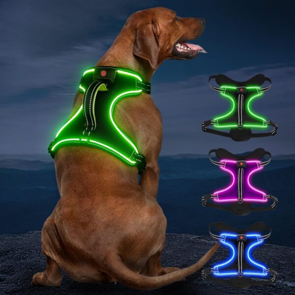 Kpuplol LED-Hundegeschirr wiederaufladbar – Leuchtgeschirr mit No-Pull-Design für alle Grössen
