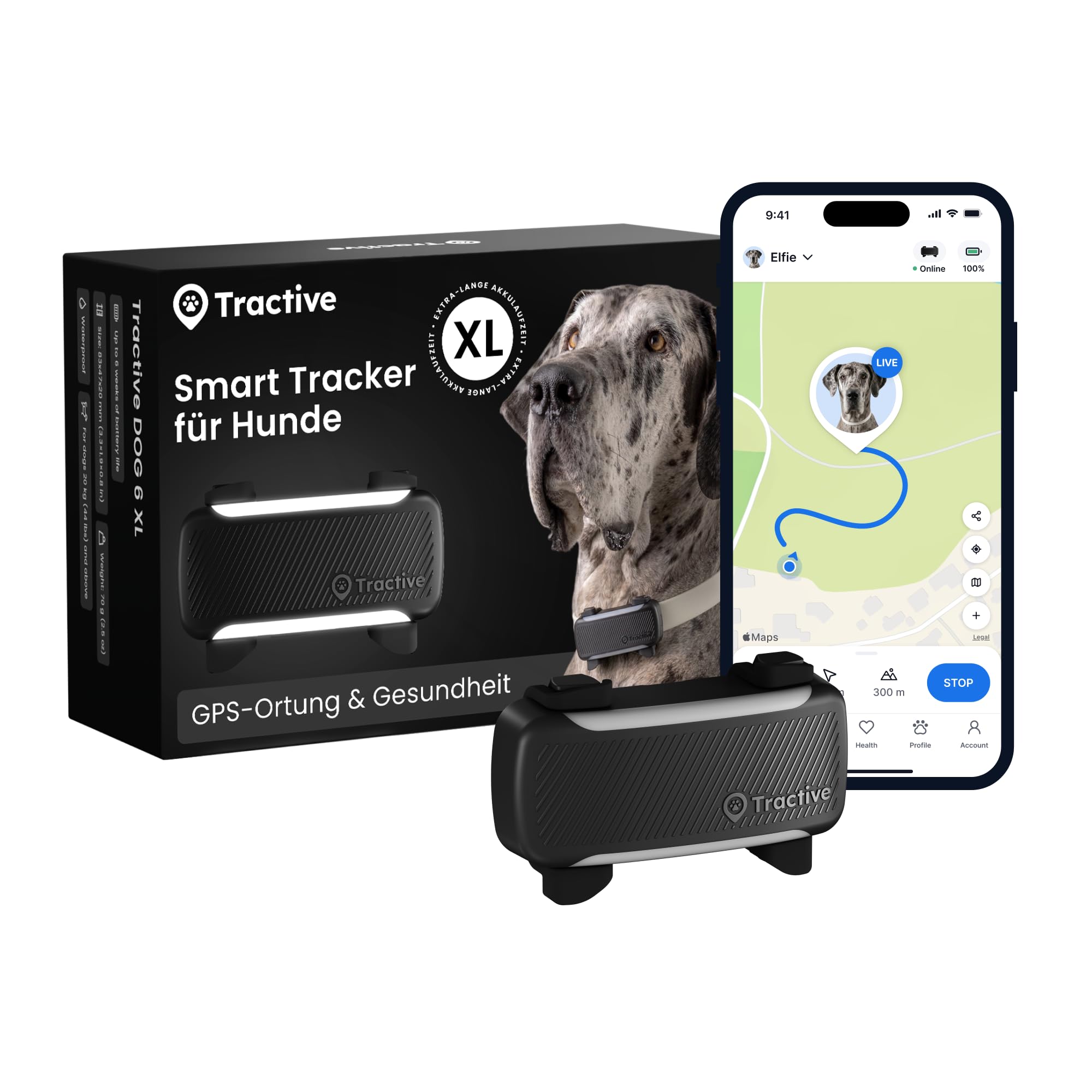 Tractive XL GPS Tracker für Hunde – Echtzeit-Ortung & Gesundheitsüberwachung für Hunde über 20 kg