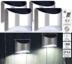 Lunartec 4er-Set Solar-LED-Wandleuchte mit Lichtsensor – Edelstahl IP44 für Aussen – Bild 4
