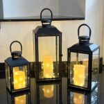 Mojawo 3er Set Gartenlaternen Windlicht – Elegante Metalllaterne Schwarz H24/33/41cm – Bild 4