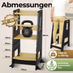 Bey&Co Lernturm Holz 3-fach höhenverstellbar – Montessori Küchenhelfer ab 12 Monaten – Bild 2