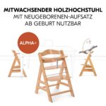 hauck Alpha+ Hochstuhl Newborn Set mit Deluxe Bouncer – 4in1 Mitwachsender Holzhochstuhl ab Geburt bis 90 kg – Bild 4