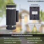 LMP LED Aussenwandleuchte Anthrazit – Up Down Wandleuchte IP65 mit GU10 für Balkon & Terrasse – Bild 4