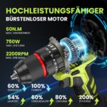21V Akku-Bohrschrauber Set mit Schlagbohrfunktion – 60 Nm, 2 Akkus & 29 Zubehörteile – Bild 3