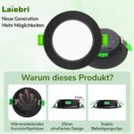 Laiebri LED Einbaustrahler 4er Set – 6W Dimmbar IP44 für Bad & Wohnräume – Bild 2