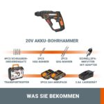 WORX WX390.1 Akku-Bohrhammer 20V – 3-in-1 Multitool mit SDS-plus für Holz, Stahl & Beton – Bild 5