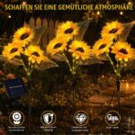 HuaMuDM 3er Set Solar Sonnenblumen – LED Gartenleuchten wasserdicht für Garten & Terrasse – Bild 4