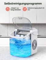 CROWNFUL Eiswürfelmaschine Tragbar – 9 Würfel in 6 Minuten, 12 kg/24h, Weiss – Bild 5