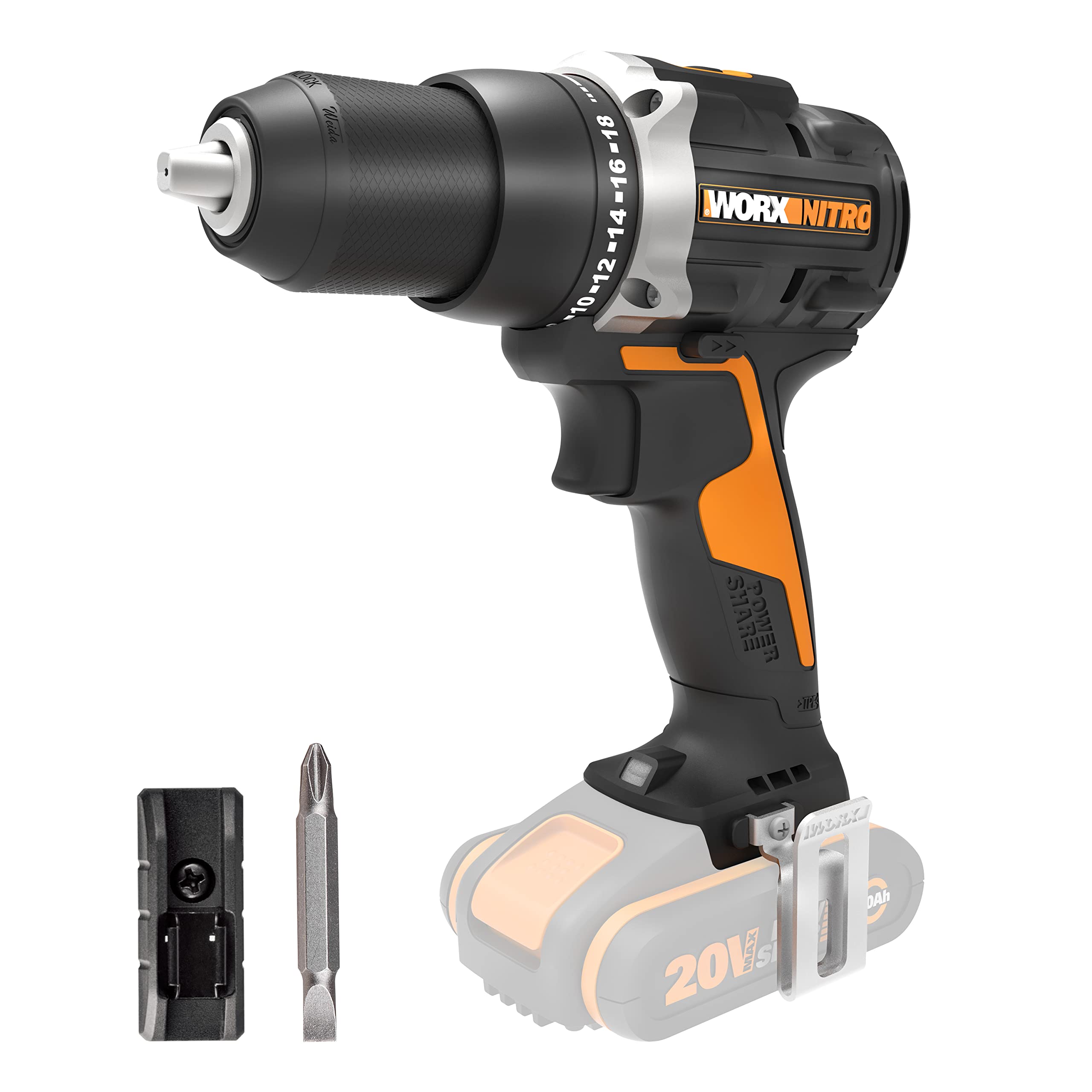 WORX WX102.9 Akku-Bohrschrauber 20V – Bürstenlos mit 60Nm & 2-Gang-Getriebe