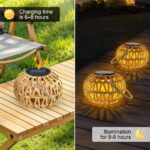 2er Set Solarleuchten Rattan mit IP65 – Handgeflochtene Gartenlaterne für Aussen – Bild 4