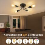 CBJKTX 4-flammige Deckenleuchte Vintage Schwarz E27 – Industrial Design für Küche & Wohnzimmer – Bild 2