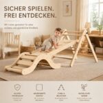 Puecrof 7-in-1 Montessori Klettergerüst aus Birkenholz mit Rutsche & Bogen für Kleinkinder – Bild 3
