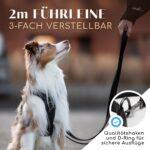 FREUDENTIER Hundeleine 2m Schwarz – Gepolsterte Führleine für grosse Hunde – Bild 2