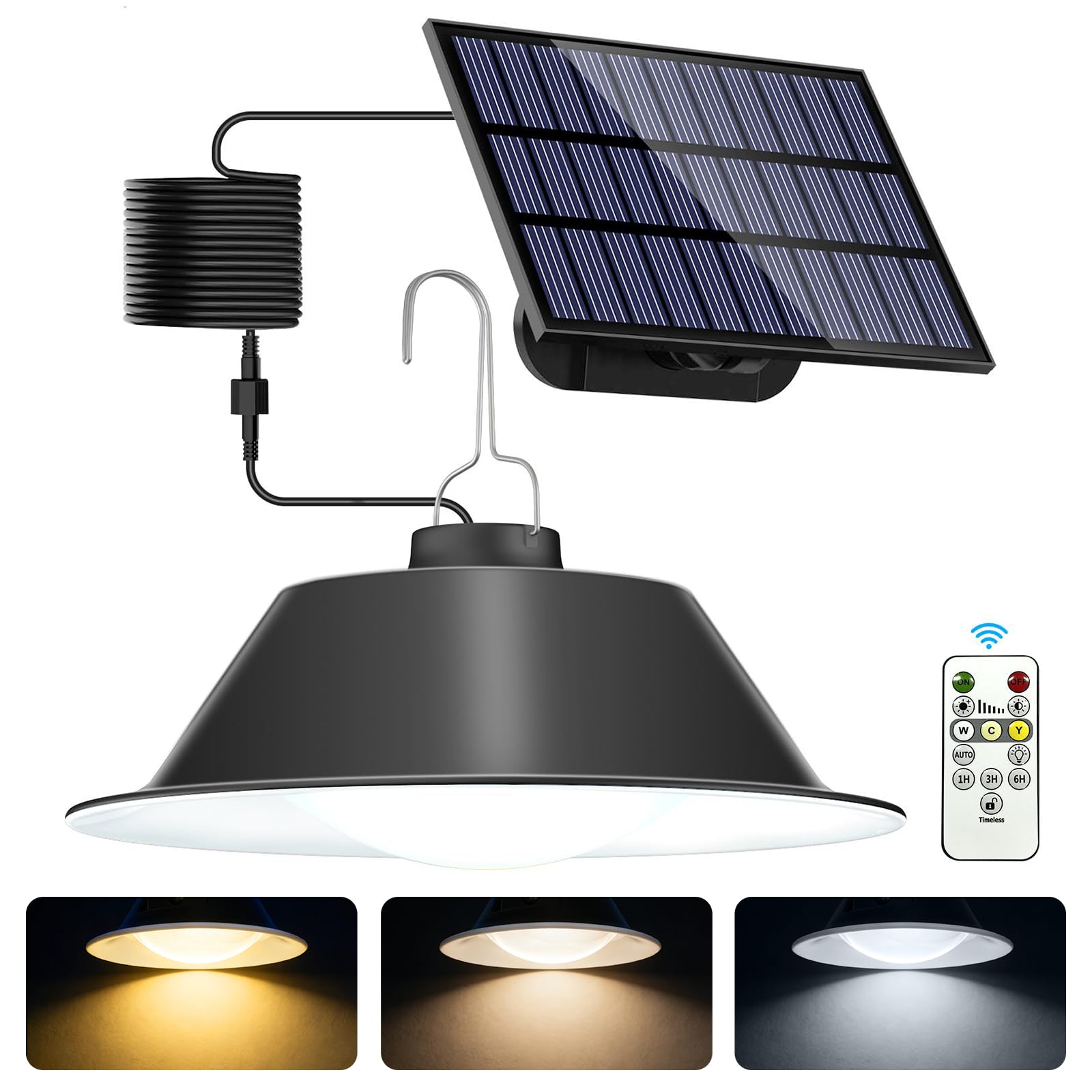 AGOTD Solar-Hängeleuchte mit Fernbedienung – 70 LEDs, 5M Kabel, dimmbar, IP65
