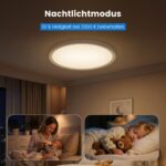 QOJUX LED Deckenleuchte 30cm Dimmbar 12W 2600lm – Fernbedienung & Nachtlicht IP54 – Bild 5
