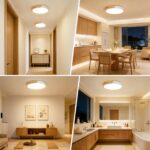 Kimjo LED-Deckenleuchte Ø 30 cm Holz Weiß – Warmweisses Licht 3000K für Wohnzimmer – Bild 7