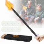 Ansobea 10er Set Wachsfackeln 100 min Brenndauer – Gartenfackeln mit Tropfschutz & langem Griff – Bild 2