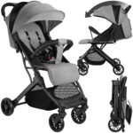 tectake® Buggy Kinderwagen 0–3 Jahre – Faltbarer Reisebuggy mit Sonnenverdeck & 5-Punkt-Gurt