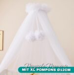 ALAVYA HOME® Betthimmel Tüll 120x200cm mit Himmelstange – Babybett Moskitonetz Weiss – Bild 4