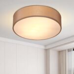 Monzana 2-Flammige Stoffdeckenlampe Taupe Ø38cm – Elegante Deckenleuchte mit LED-Eignung – Bild 8