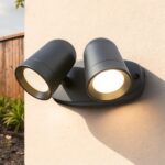 JNR Aussenwandleuchte Anthrazit mit 330° Doppel-Strahler – IP65 LED Wandlampe