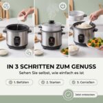 MELISSA Reiskocher 1,5 L – 500 W Edelstahl mit Antihaft & Dämpfkorb – Bild 5