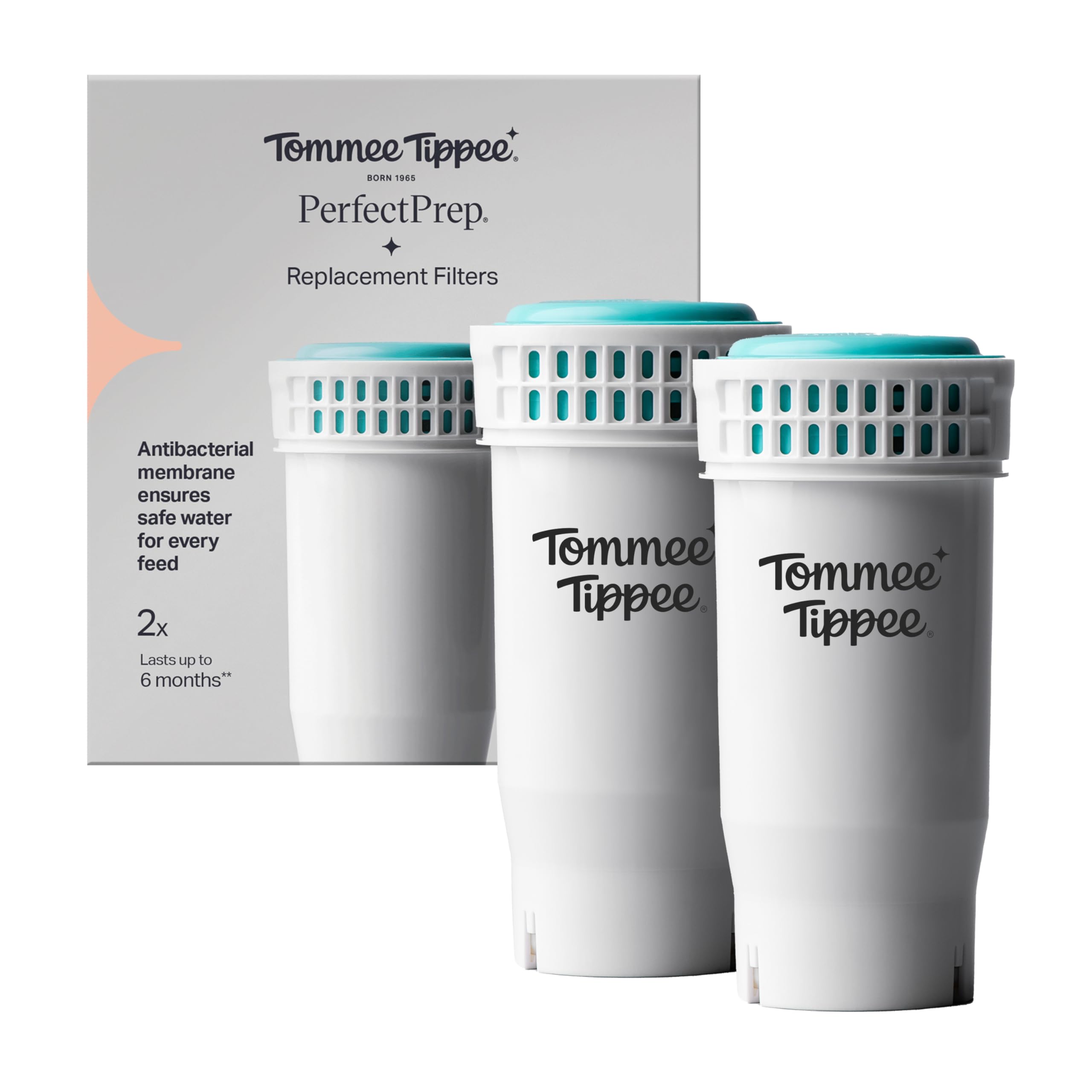 Tommee Tippee Perfect Prep Ersatzfilter 2er-Pack – Antibakterieller Wasserfilter für sichere Babynahrung