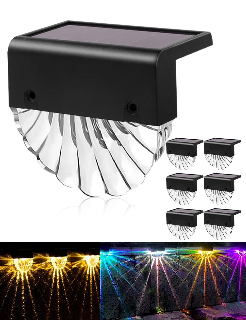 Bellanny 6er Set Solar Wandleuchte – Warmweiss & Farbwechsel für Garten & Terrasse IP65