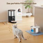 VOUAAOOD 2-in-1 Katzenbrunnen & Futterautomat Edelstahl – 5L & 2,2L mit Timer – Bild 2