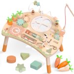 Hewaurorion 9-in-1 Montessori Aktivitätstisch aus Holz – Förderung der Motorik ab 1 Jahr
