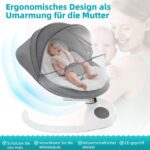 cozydwells Elektrische Babywippe bis 9 kg – Klappbar mit Bluetooth & Fernbedienung für Neugeborene – Bild 6