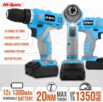 Hi-Spec 50-tlg. Akkubohrset 12V – Komplett-Set mit Holz-, Metall- & Steinbohrern – Bild 3