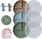 Moonkie 3er Silikon-Kinderteller-Set mit Saugnapf & Besteck – BPA-frei & spülmaschinenfest