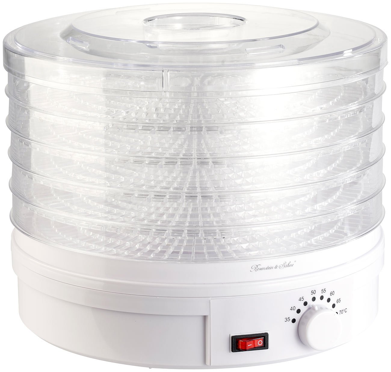 Rosenstein & Söhne Dörrautomat DH-25 mit 5 Einsätzen – Dehydrator für Obst & Gemüse