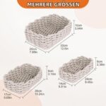Cinnani 3er Set Aufbewahrungskorb aus Baumwollseil – Stapelbare Organizer für Kinderzimmer – Bild 2