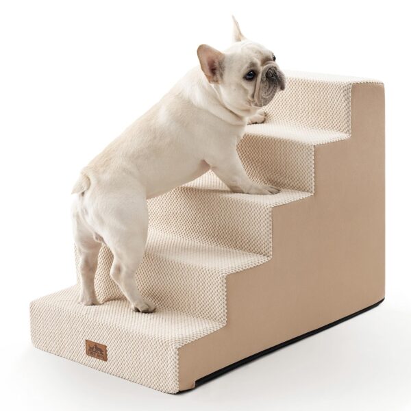 COZY KISS 5-Stufen Hundetreppe 60cm – Gelenkschonendes Haustierambulanzmöbel für kleine Hunde