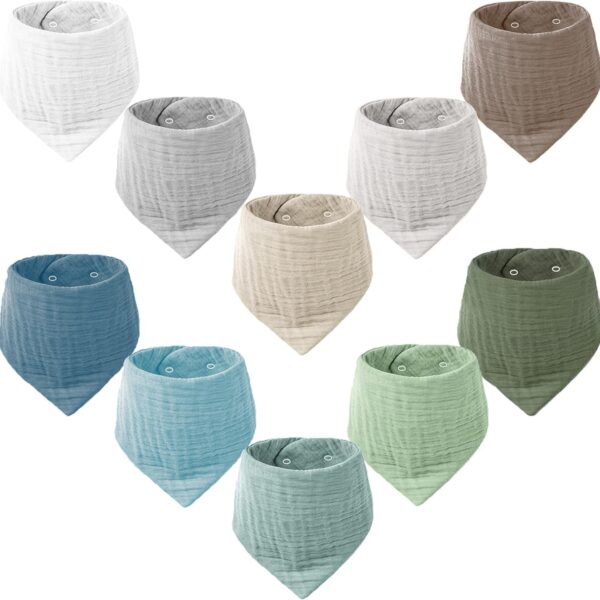VOMARHUG Muslin Sabberlätzchen 10er Set – Bio-Baumwolle für Neugeborene & Kleinkinder