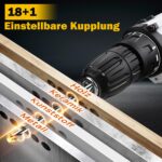 Qimu Akku-Bohrschrauber 16,8V mit 2×1,5Ah – Professionelles 26-tlg. Set für Holz, Metall & Mauerwerk – Bild 2