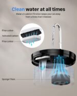 GIOTOHUN Katzenbrunnen 2L mit Aktivkohlefilter & LED – Ultra-leiser Trinkbrunnen für Katzen – Bild 7