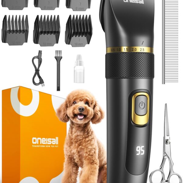 oneisall Leise Hundeschermaschine Upgrade Pro – Profi Fellpflege mit Titan-Keramik für Hunde & Katzen