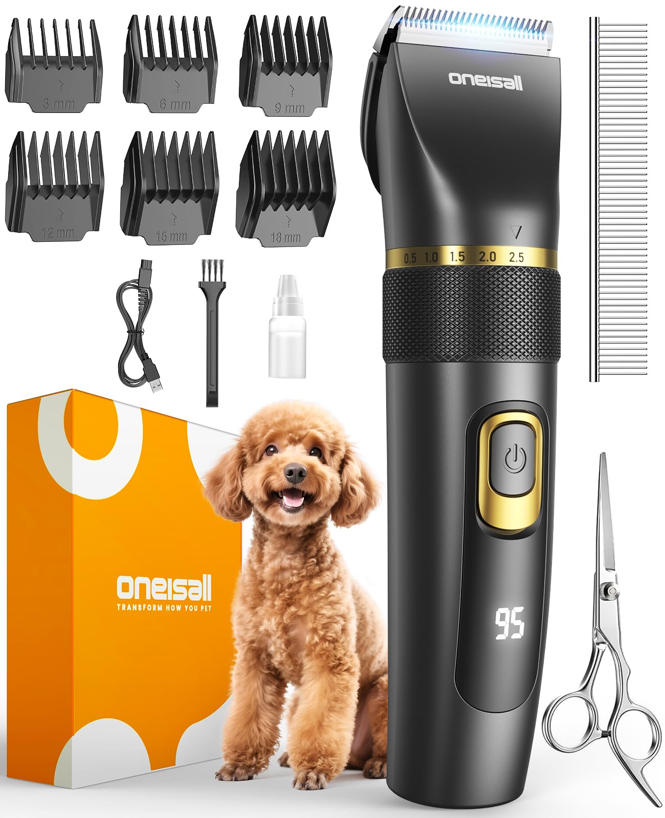 oneisall Leise Hundeschermaschine Upgrade Pro – Profi Fellpflege mit Titan-Keramik für Hunde & Katzen