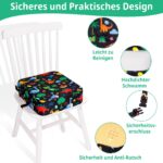 TOTIDYH Sitzerhoehung Stuhl Kind 10cm – Dinosaurier Schwarz mit Sicherheitsgurt – Bild 4