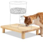 SZEE Erhöhter Futterautomat-Ständer aus Massivholz – Ergonomischer Katzenfutter-Stand 34,3×20 cm