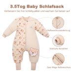 MIKAFEN Baby-Winterschlafsack mit Beinen & abnehmbaren Ärmeln – 100% Baumwolle, 3.5 tog – Bild 4